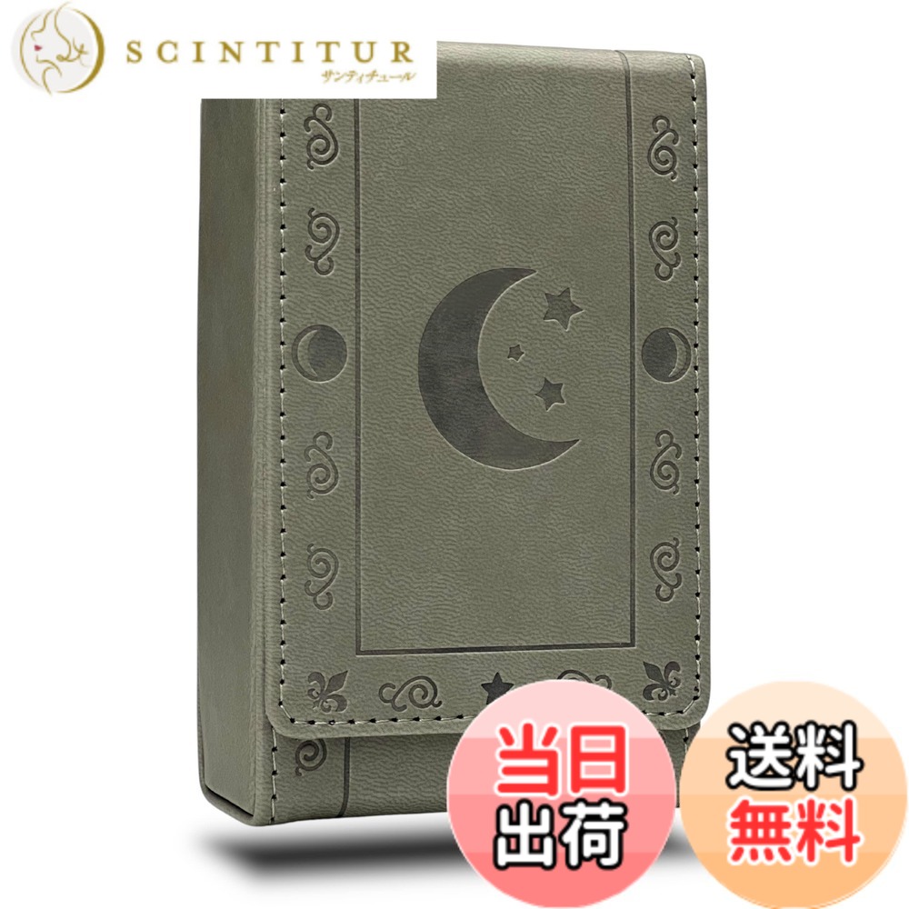 【貨物輸送無料】Luck Lab レザータロットカードケース/保持者 - 薄墨色 - ほとんどの標準尺度大きさのタロットカード用 (ボックス席の甲板大きさに其れ相応) - お月さま青写真 色：薄墨色、大きさ：Standard Tarot