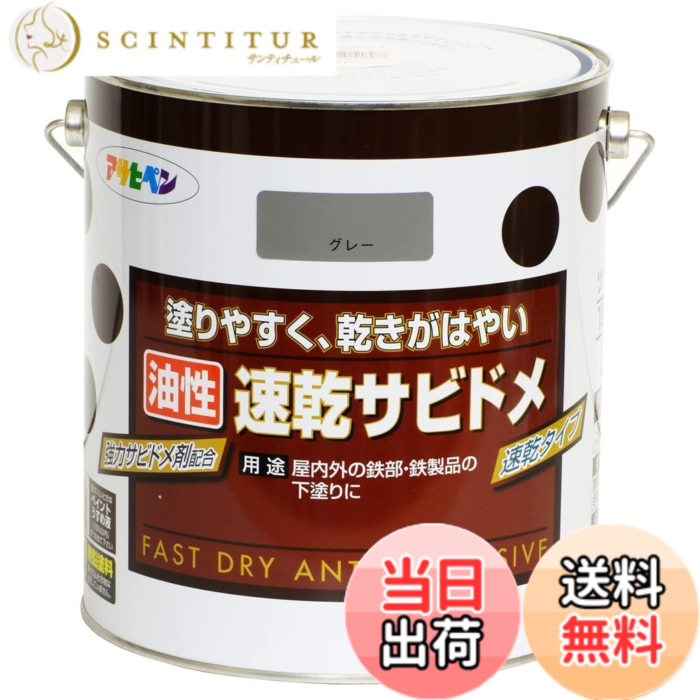 【貨物輸送無料】アサヒペン(Asahipen)超速乾サビドメ/速乾サビドメ 色：薄墨色(ねずみ色)、大きさ：3L