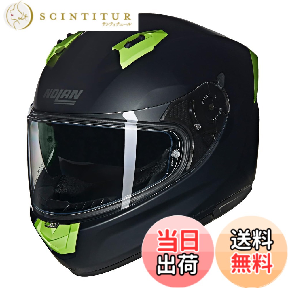 【貨物輸送無料】【国内置き目品】 NOLAN (ノーラン) 自動二輪車用 安全帽 盛りだくさん人間の顔 N60-6 色：FLATBLACK GREEN/311、大きさ：XL