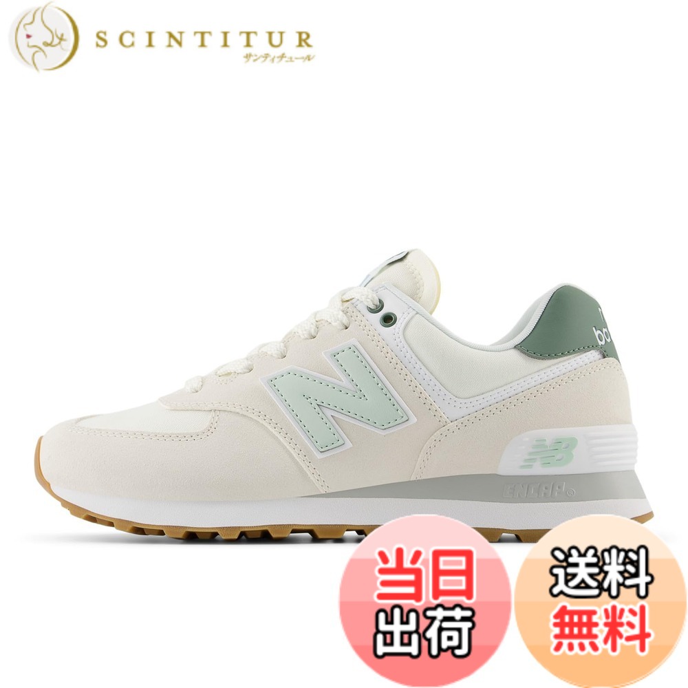 【送料無料】new balance(ニューバランス) レディース WL574スニーカー 色：CGR(WHITE/GREEN)、サイズ：24.0 cm B