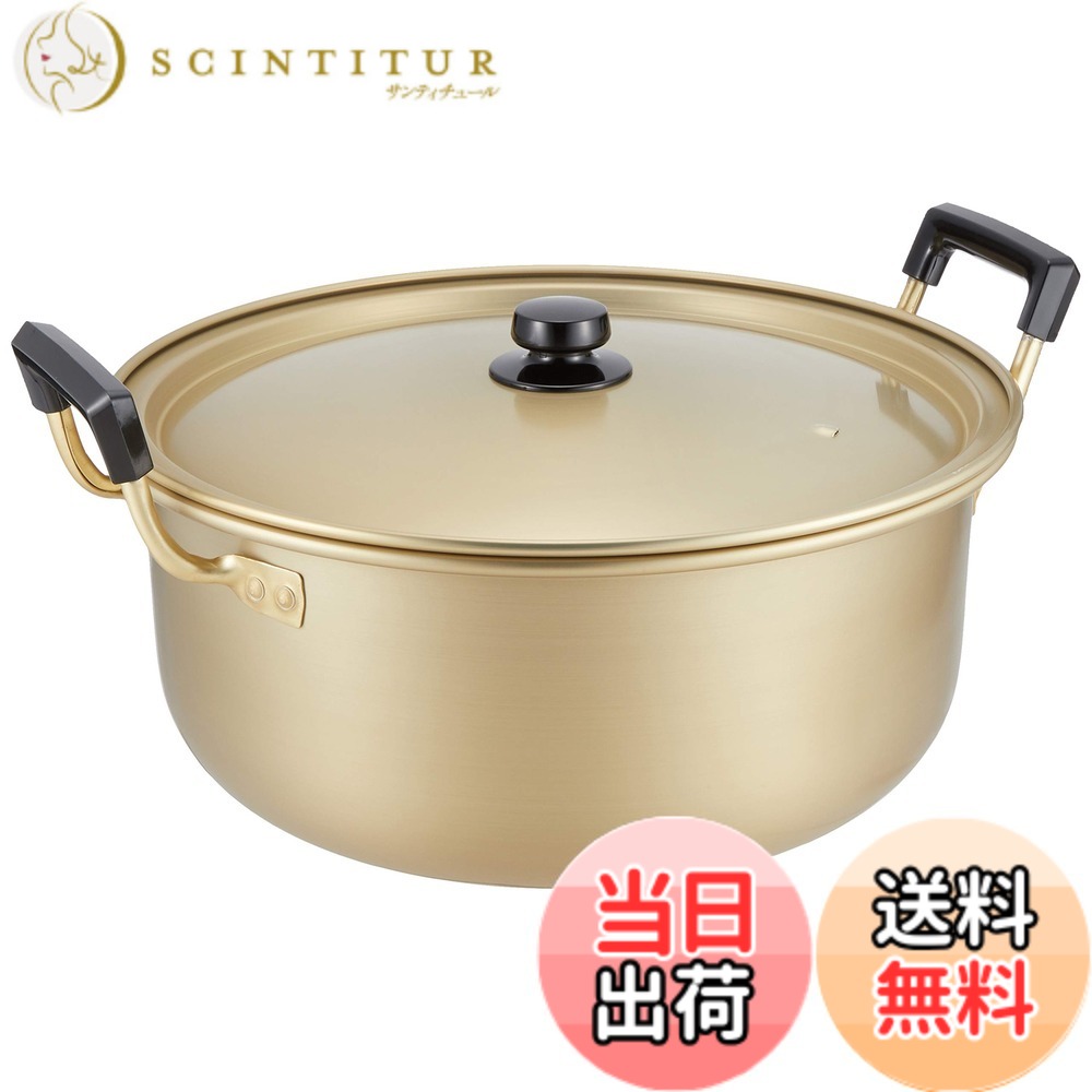 【貨物輸送無料】北陸アルミニウム(Hokuriku Alumi) 両手なべ 純しゅう酸 味づくし 色：ゴールド、大きさ：差しわたし40糎