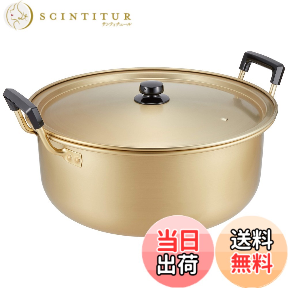 【貨物輸送無料】北陸アルミニウム(Hokuriku Alumi) 両手なべ 純しゅう酸 味づくし 色：ゴールド、大きさ：差しわたし44糎