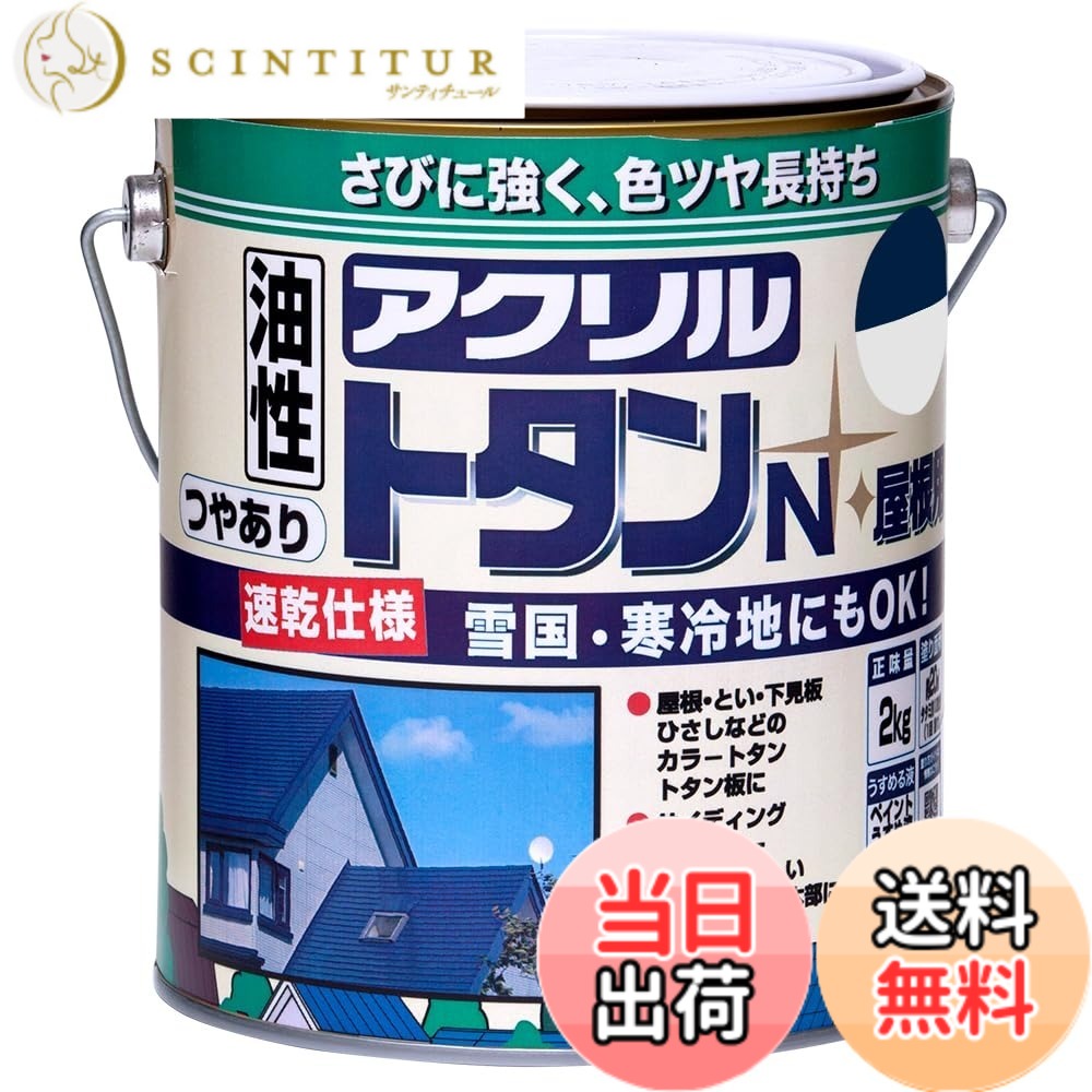 【貨物輸送無料】ニッペ 絵の具 絵の具 アクリル樹脂トタンN大屋根用 14kg なす紺 油性 つやあり 室外 日本製 色：なす紺、大きさ：2kg