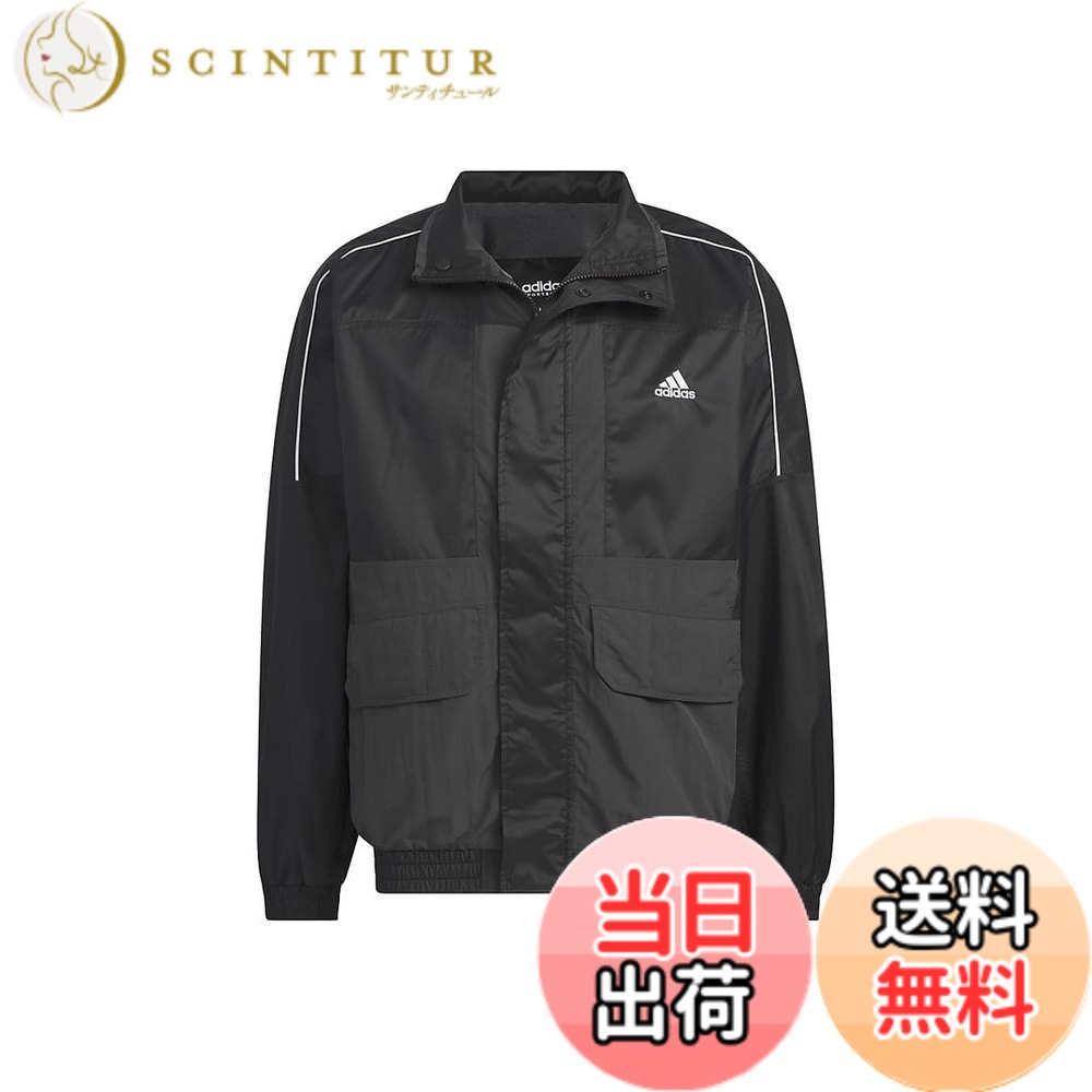 【送料無料】adidas(アディダス) ジャージトップワーディング オーバーサイズフィット ウーブン フルジップジャケット IJM07メンズ 色：ブラック/カーボン (IK7326)、サイズ：S