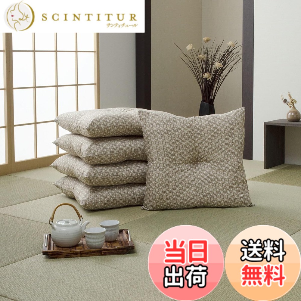 【貨物輸送無料】イケヒコ 座蒲団 銘仙判 約55cnx59珊 日本製 色：ベージュ、大きさ：55x59珊5枚組