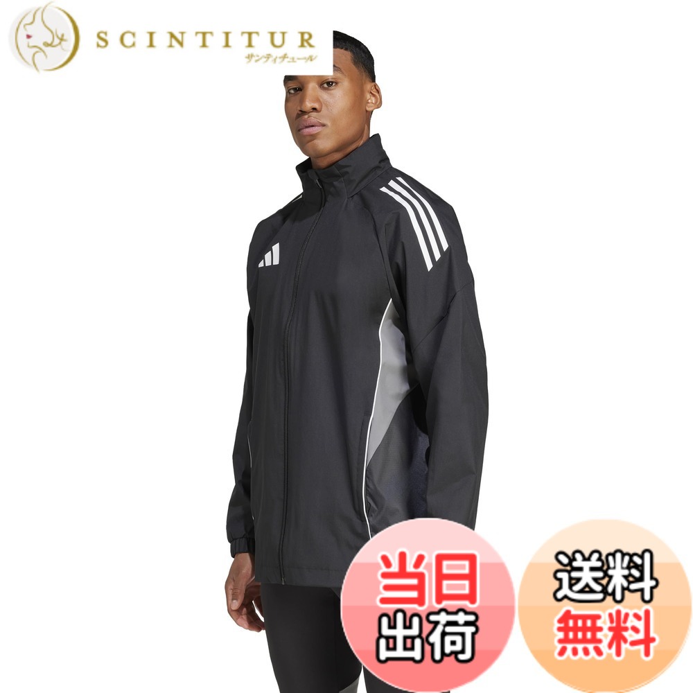 【貨物輸送無料】adidas(アディダス) 蹴球 ジャケットティロ 25 競り合い オールウェザージャケット JSJ90メンズ 色：黒いこと/チームグレーフォー (IW0427)、大きさ：M