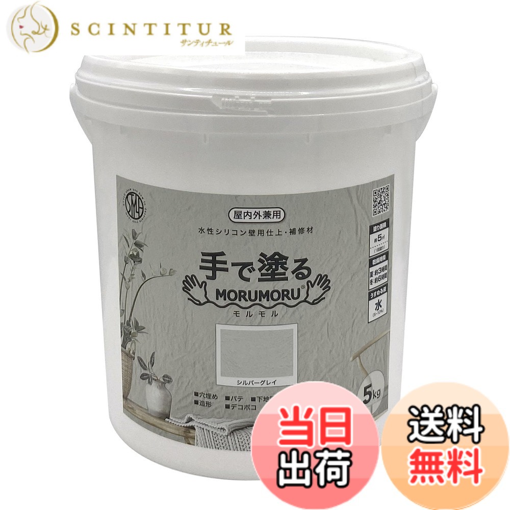 【貨物輸送無料】ニッペ えの具 えの具 STYLE MORUMORU 色：しろがね色薄墨色、大いさ：5kg