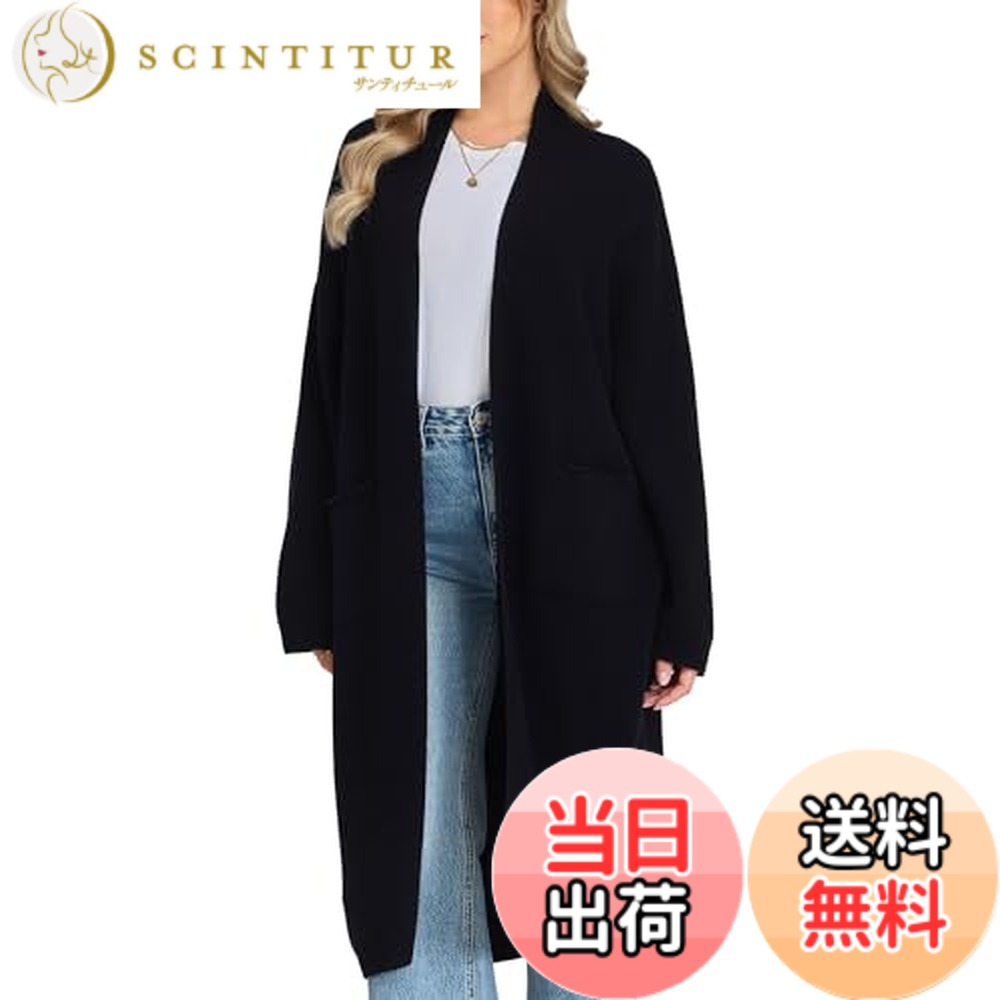 【貨物輸送無料】[VETLURY] ロングジレー レディース メリノウール 秋冬 ジレー 口付き添い人 全包辺 長袖 朦々たる事務室用 S-L 色：黒いこと、大きさ：L
