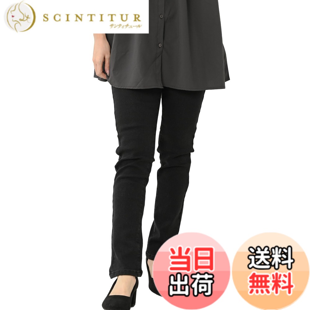 【送料無料】[JANJAM]美脚スキニーデニム 裏起毛パンツ 大きいサイズ レディース スキニーパンツ ストレッチ 美脚 細魅せ 色：ブラック72cm、サイズ：6L