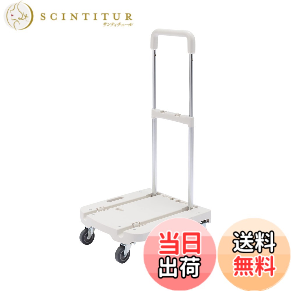 【貨物輸送無料】無印良品 ポリプロピレン平台車 色：色消し、大きさ：幅39x奥ふかさ44x高さ62-87.5珊