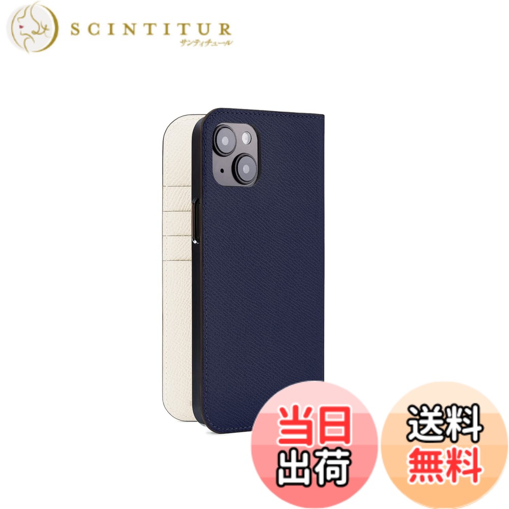【送料無料】【ボナベンチュラ】 ダイアリーケース [iPhone 14 Plus, ネイビー x ホワイト] スマホケース ヨーロッパ最高級レザー 本革 MagSafe対応 プレゼント ギフト iPhone 14 Plusケース BODN14PL-NAWH 色：ネイビー x ホワイト、サイズ：iPhone 14 Plus