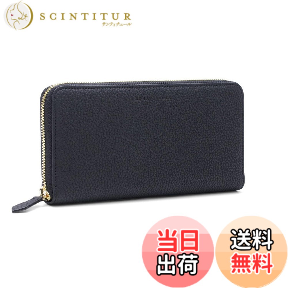 【送料無料】【BONAVENTURA】ロングジップ ウォレット シュリンクレザー 色：ブラック x グリーン｜サンティチュール