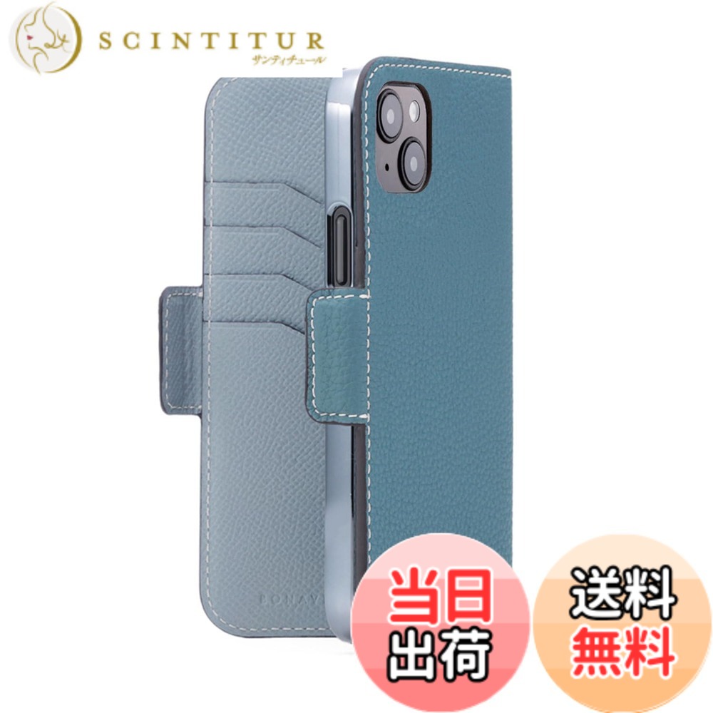 【送料無料】【BONAVENTURA】スタンドダイアリーケース シュリンクレザー BKAT15PL 色：シアン x ブルーリン、サイズ：iPhone 15 Plus