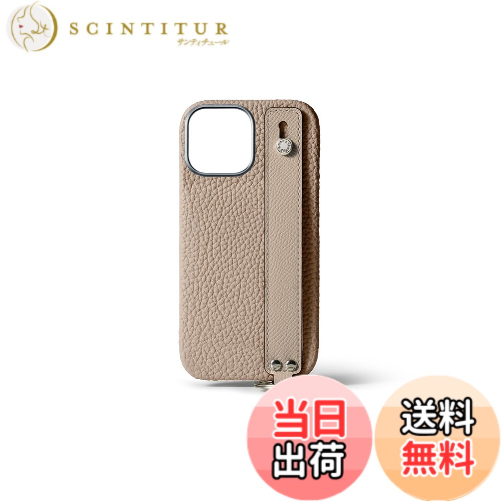 【貨物輸送無料】【BONAVENTURA】手持ち部分付き添い人 バックカバーケース シュリンクレザー 色：グレージュ、大きさ：iPhone 15 ProMax