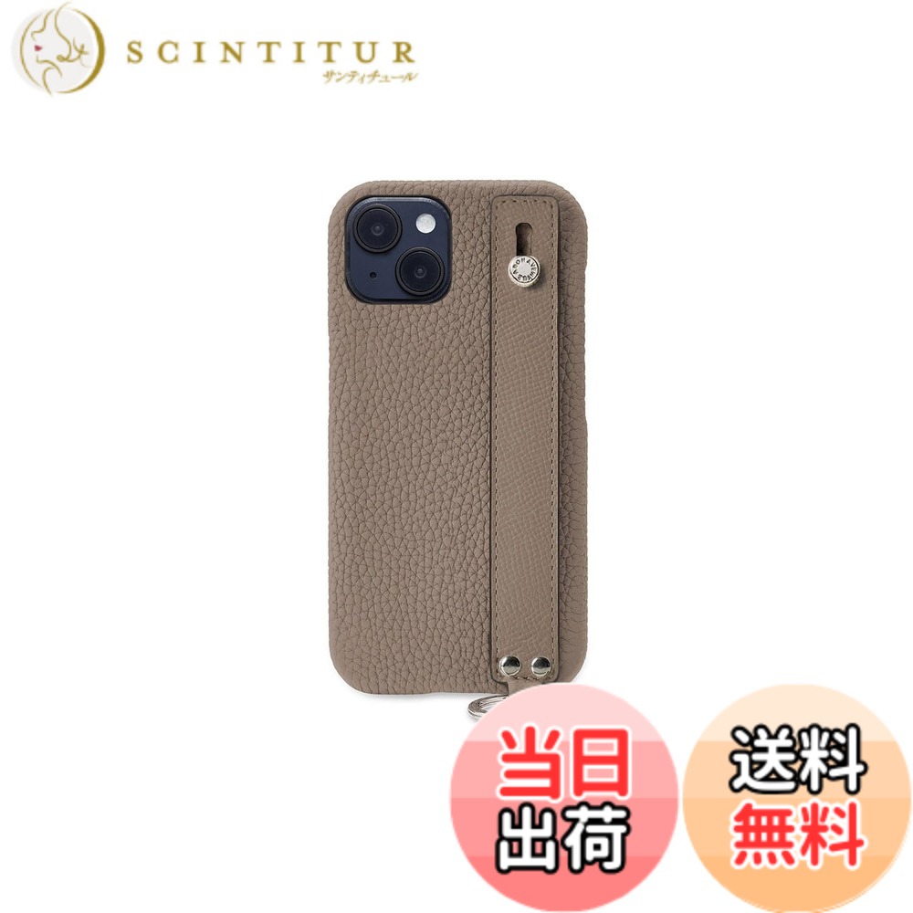 【送料無料】【BONAVENTURA】ハンドル付き バックカバーケース シュリンクレザー 色:エトープ、サイズ:iPhone 14|サンティチュール