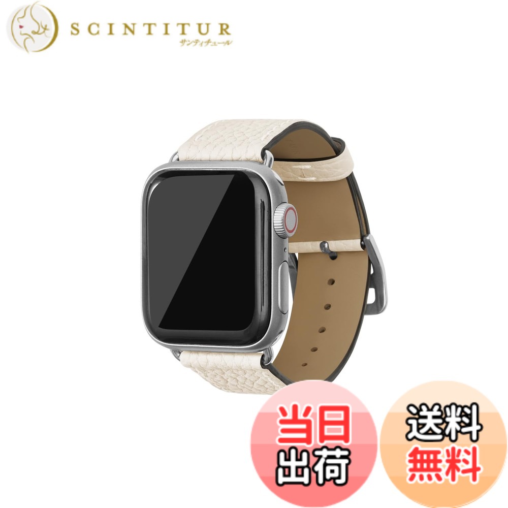 【貨物輸送無料】[BONAVENTURA] Apple Watch用 なめし革ダンス楽隊 本革 シュリンクレザー Apple Watch Series相応う 1-10 SE(第1・2時人) 相応う 色：なめし革:象牙色 / アダプタ：しろがね色、大きさ：44粍/45粍/46粍/49粍, M/L大きさ