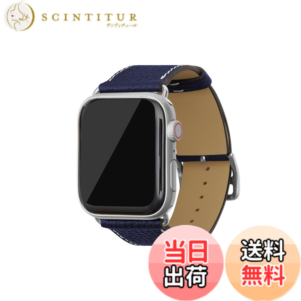 【貨物輸送無料】[BONAVENTURA] Apple Watch用 なめし革ダンス楽隊 本革 シュリンクレザー Apple Watch Series相応う 1-10 SE(第1・2時人) 相応う 色：なめし革:米国海軍 / アダプタ：しろがね色、大きさ：38粍/40粍/41粍/42粍, S/M大きさ