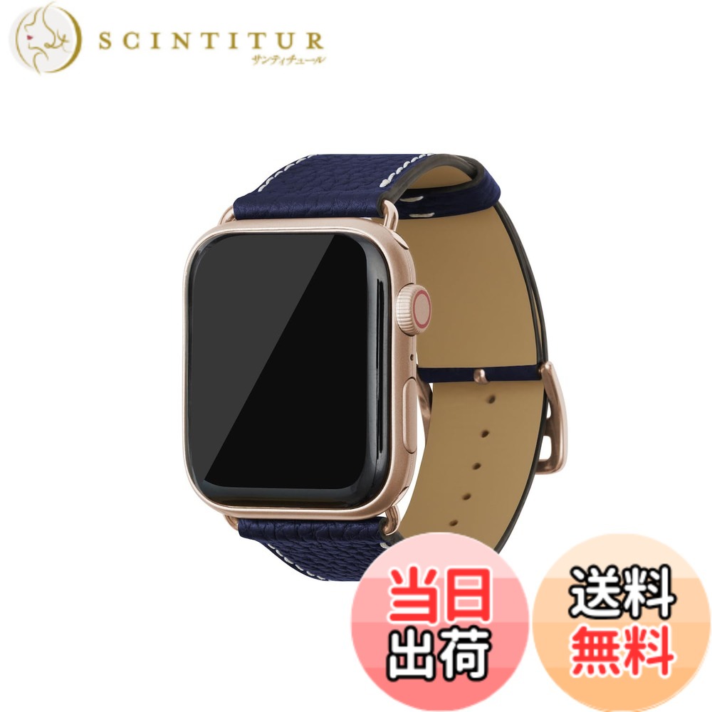 【貨物輸送無料】[BONAVENTURA] Apple Watch用 なめし革ダンス楽隊 本革 シュリンクレザー Apple Watch Series相応う 1-10 SE(第1・2時人) 相応う 色：なめし革:米国海軍 / アダプタ：ゴールド、大きさ：38粍/40粍/41粍/42粍, M/L大きさ