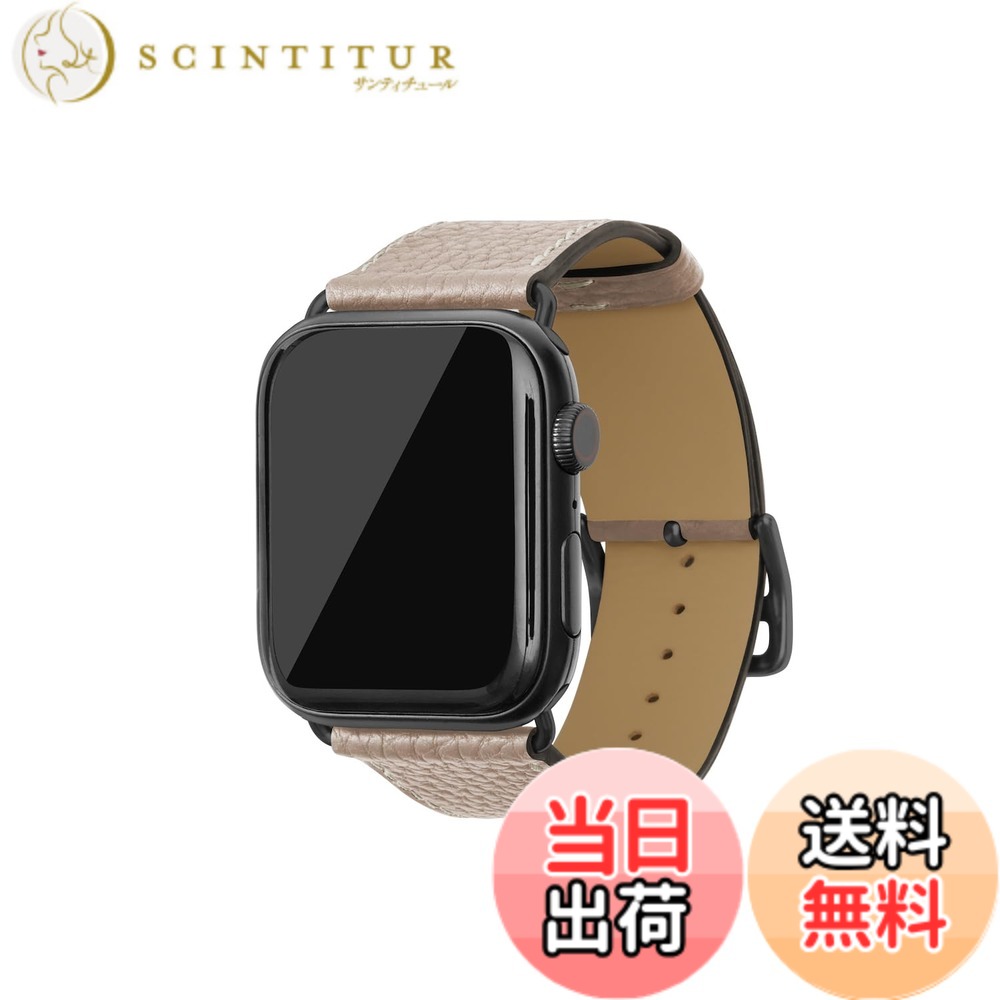 【貨物輸送無料】[BONAVENTURA] Apple Watch用 なめし革周波数帯域 本革 シュリンクレザー Apple Watch Series相応う 1-10 SE(第1・2時人) 相応う 色：なめし革:グレージュ / アダプタ：黒いこと、大いさ：38粍/40粍/41粍/42粍, M/L大いさ スマートフォン・タブレット-スマートウォッチアクセサリー