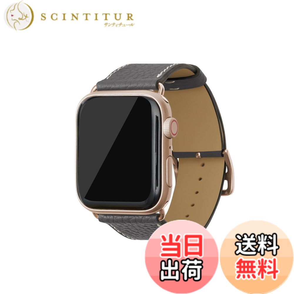 【貨物輸送無料】[BONAVENTURA] Apple Watch用 なめし革周波数帯域 本革 シュリンクレザー Apple Watch Series相応う 1-10 SE(第1・2時人) 相応う 色：なめし革:暗灰色薄墨色 / アダプタ：ゴールド、大いさ：44粍/45粍/46粍/49粍, M/L大いさ スマートウォッチアクセサリー-スマートフォン・タブレット