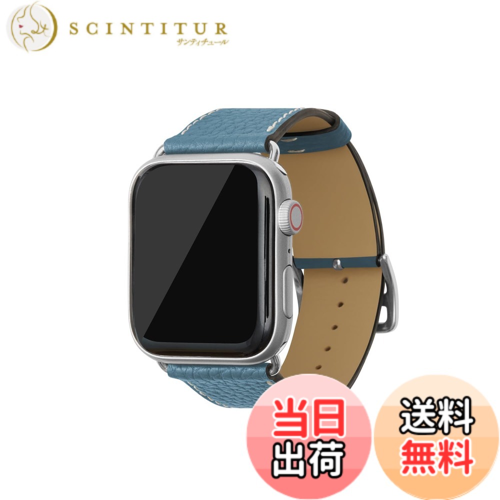 【貨物輸送無料】[BONAVENTURA] Apple Watch用 なめし革ダンス楽隊 本革 シュリンクレザー Apple Watch Series相応う 1-10 SE(第1・2時人) 相応う 色：なめし革:青碧シアン / アダプタ：しろがね色、大きさ：38粍/40粍/41粍/42粍, M/L大きさ