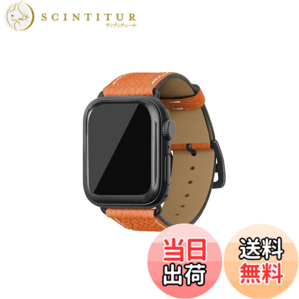 【貨物輸送無料】[BONAVENTURA] Apple Watch用 なめし革ダンス楽隊 本革 シュリンクレザー Apple Watch Series相応う 1-10 SE(第1・2時人) 相応う 色：なめし革:オレンジ色 / アダプタ：黒いこと、大きさ：38粍/40粍/41粍/42粍, M/L大きさ