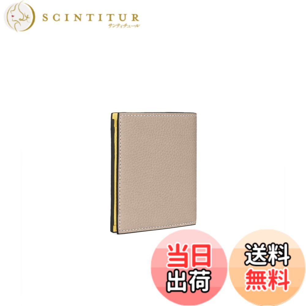 【貨物輸送無料】[BONAVENTURA] 【ボナベンチュラ】バイフォールド ウォレット シュリンクレザー 色：グレージュ x 黄色