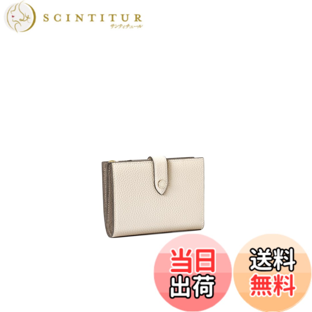 【貨物輸送無料】【BONAVENTURA】呼びりんテッド マルチミディアムウォレット リバイス ボッタラートレザー(シュリンクレザー) 色：象牙色 x エトープ、大きさ：幅12.7糎 高さ8.8糎 厚さ2.5糎