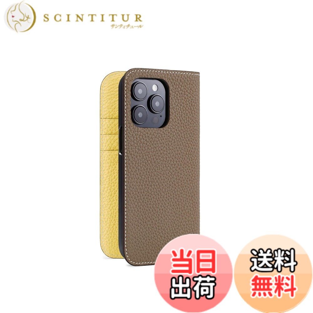 【送料無料】【BONAVENTURA】ダイアリーケース シュリンクレザー iPhone15Pro BODT15P 色：エトープ x イエロー.、サイズ：iPhone 15 Pro｜サンティチュール 20,070円