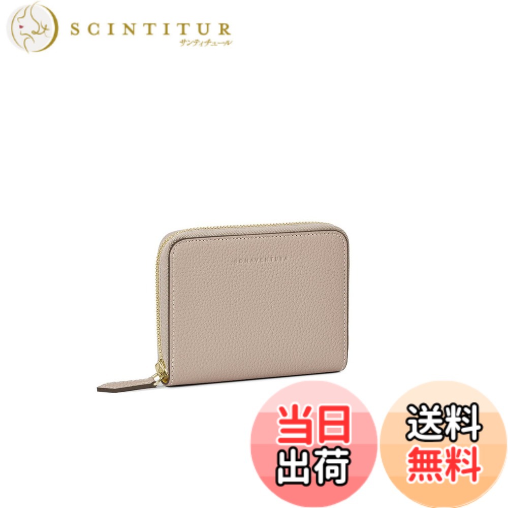 【貨物輸送無料】【BONAVENTURA】並み並み ファンクショナル ジップウォレット シュリンクレザー 色：グレージュ x ベイビーピンク、大きさ：歌留多細長い切口