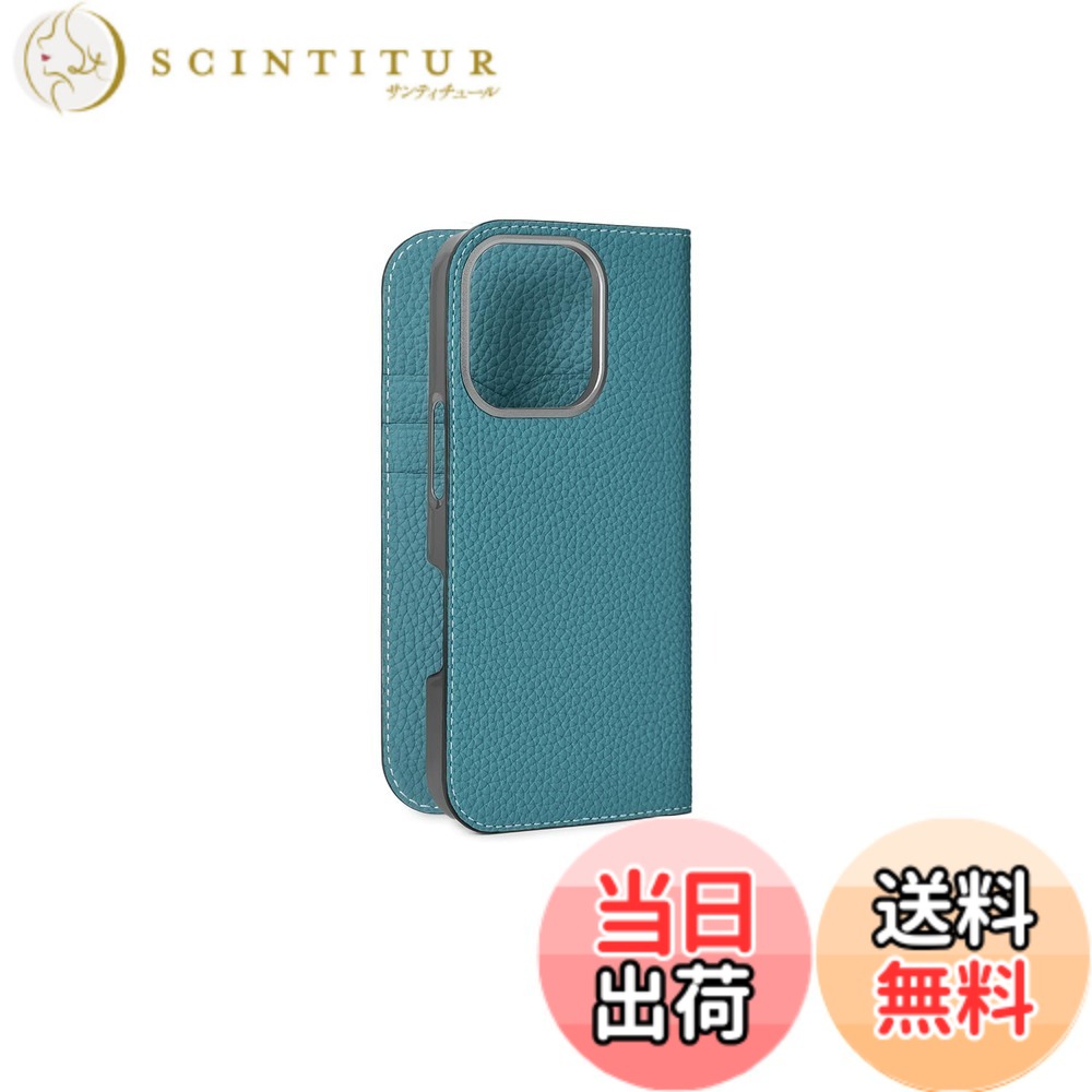 【送料無料】【BONAVENTURA】ダイアリーケース シュリンクレザー iPhone16Pro BODT16P 色：シアン、サイズ：iPhone 16 Pro
