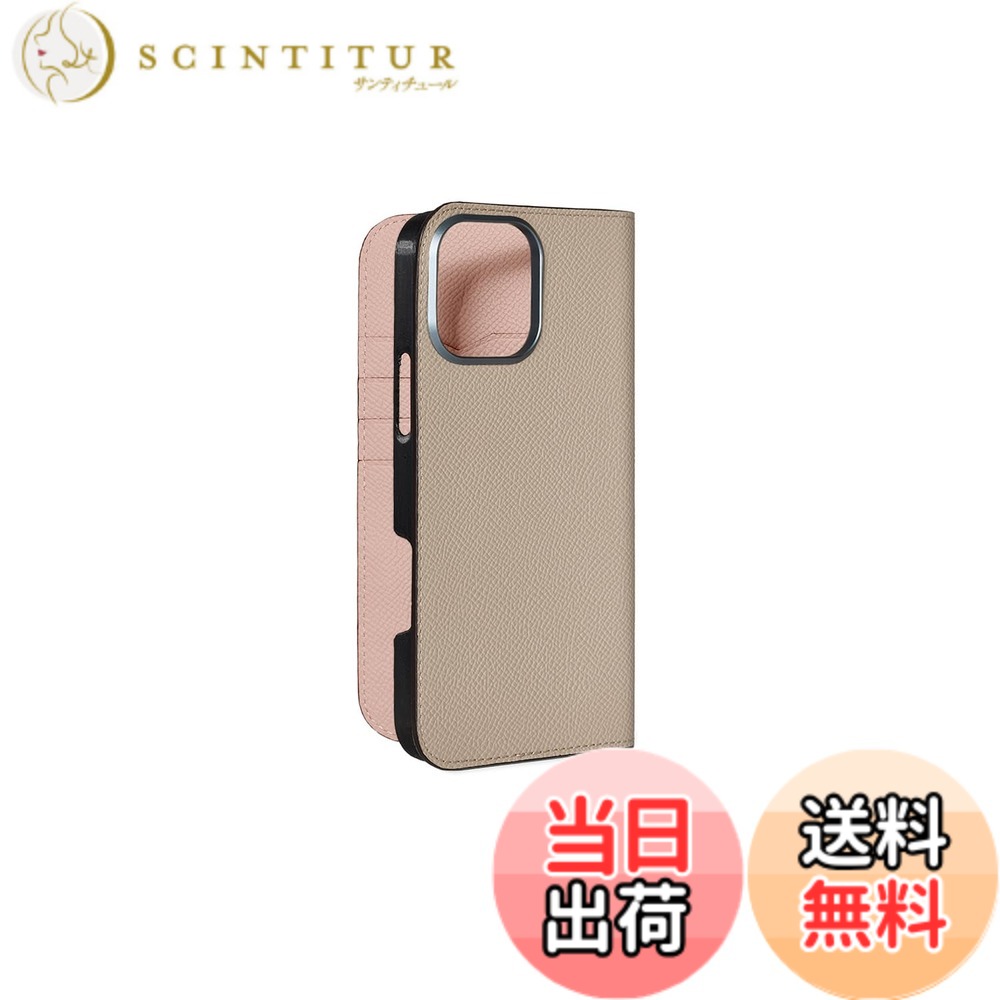 【送料無料】【BONAVENTURA】ダイアリーケース ノブレッサレザー iPhone16ProMax BODN16PM 色：グレージュ x シェル、サイズ：iPhone 16 Pro Max