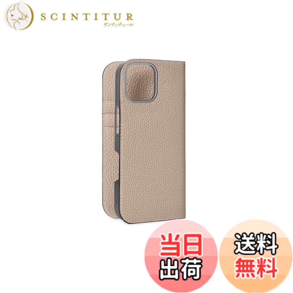 【送料無料】【BONAVENTURA】ダイアリーケース シュリンクレザー iPhone16Pro BODT16P 色:グレージュ、サイズ:iPhone 16 Pro|サンティチュール