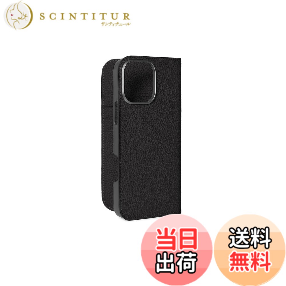 【貨物輸送無料】【BONAVENTURA】当用日記容れもの シュリンクレザー iPhone16ProMax BODT16PM 色：黒いこと、大きさ：iPhone 16 Pro Max