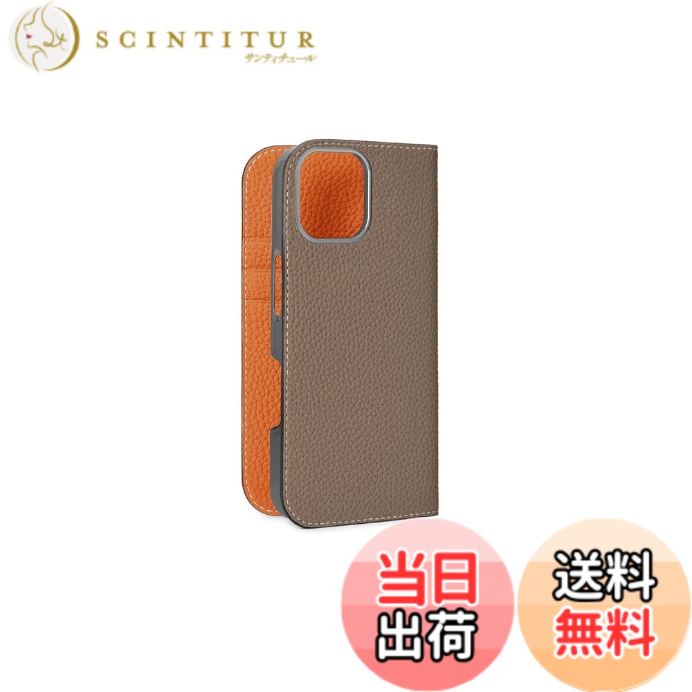 【送料無料】【BONAVENTURA】ダイアリーケース シュリンクレザー iPhone16Pro BODT16P 色：エトープ x オレンジ、サイズ：iPhone 16 Pro｜サンティチュール 19,802円