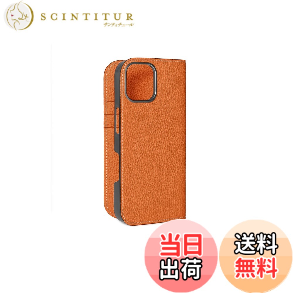 【貨物輸送無料】【BONAVENTURA】当用日記入れもの シュリンクレザー iPhone16 BODT16 色：オレンジ色、大きさ：iPhone 16