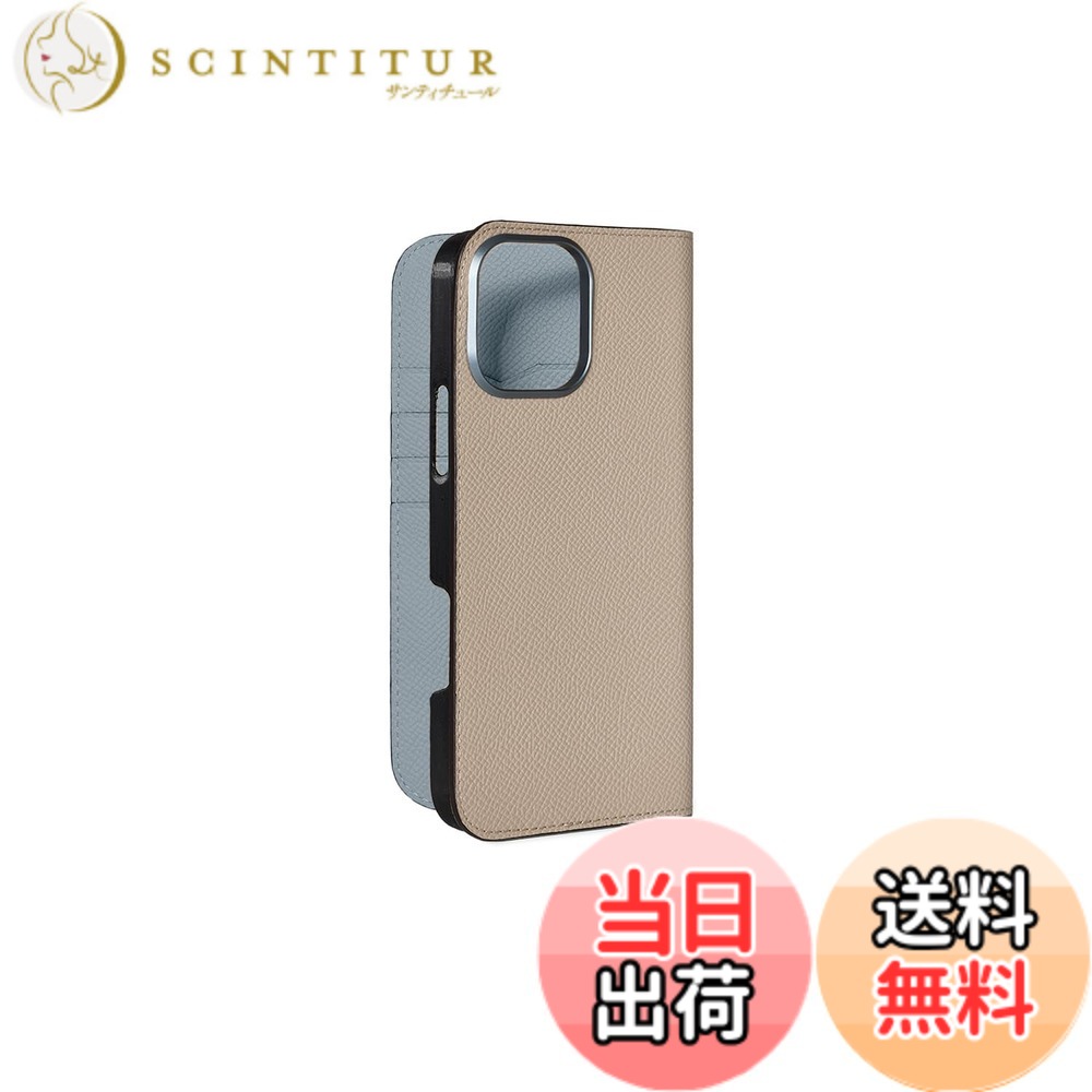 【送料無料】【BONAVENTURA】ダイアリーケース ノブレッサレザー iPhone16ProMax BODN16PM 色：グレージュ x ブルーリン、サイズ：iPhone 16 Pro Max