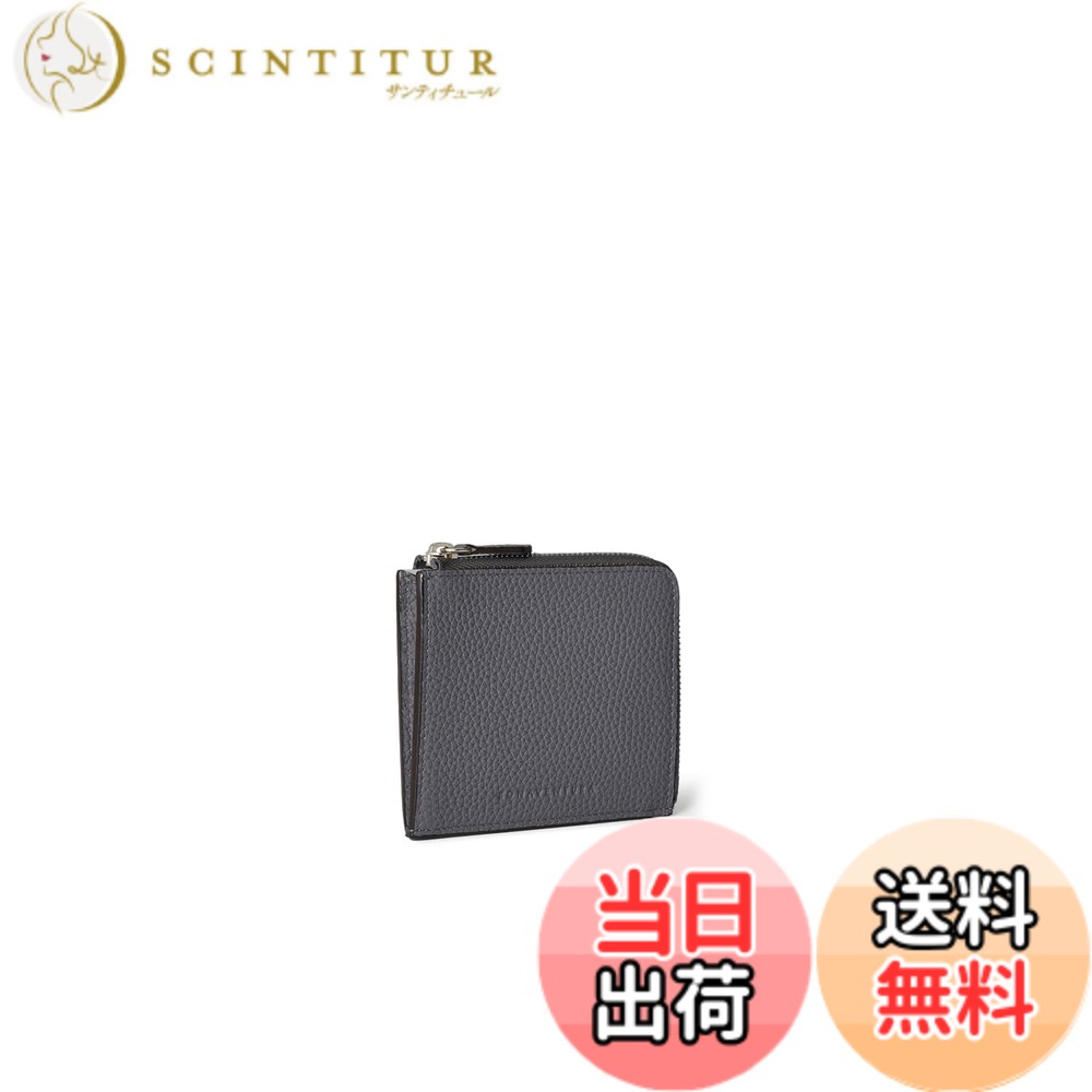 【貨物輸送無料】【BONAVENTURA】L字ジップ ウォレット シュリンクレザー 色：濃灰色 x トゥルーグレー