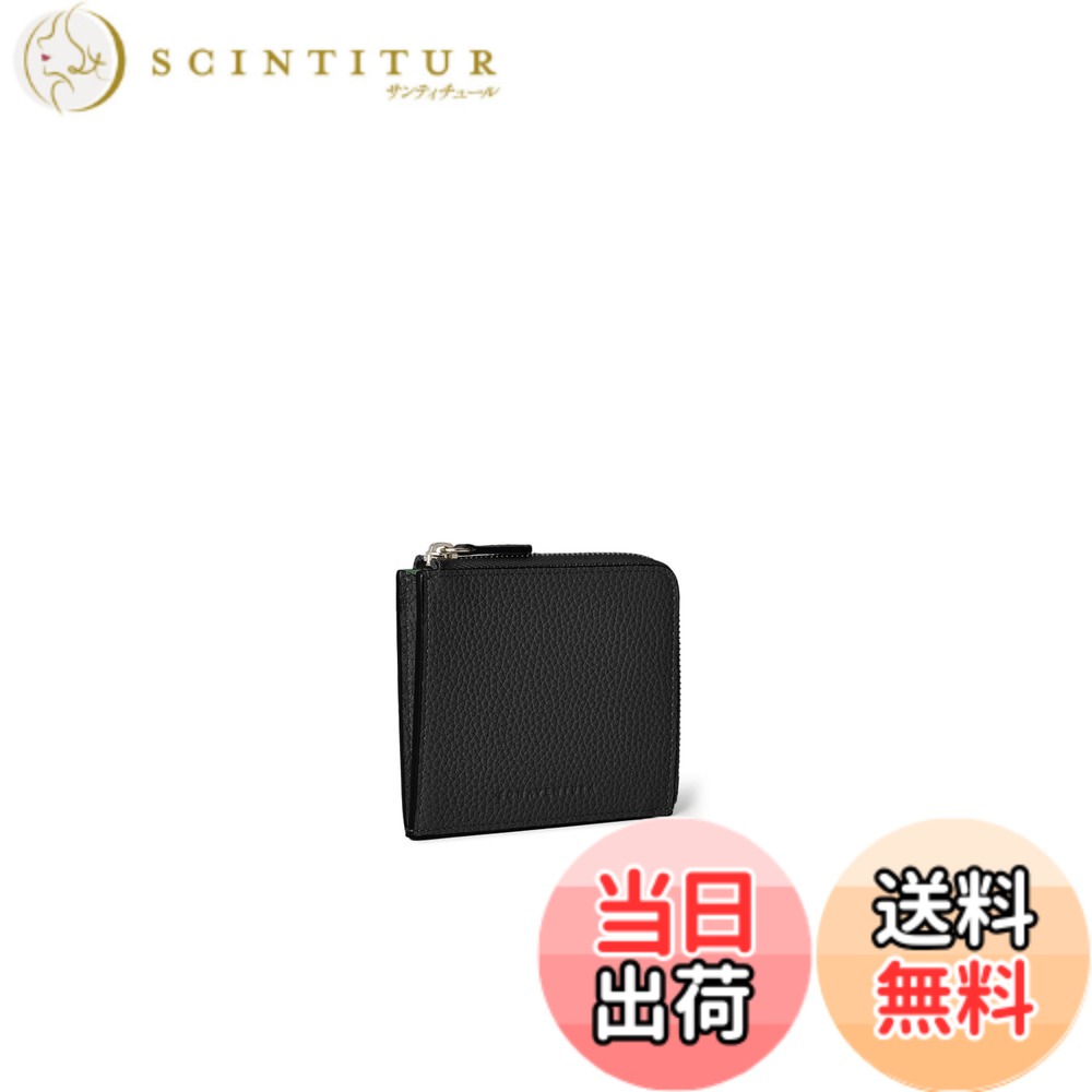 【貨物輸送無料】【BONAVENTURA】L字ジップ ウォレット シュリンクレザー 色：黒いこと x 緑であること