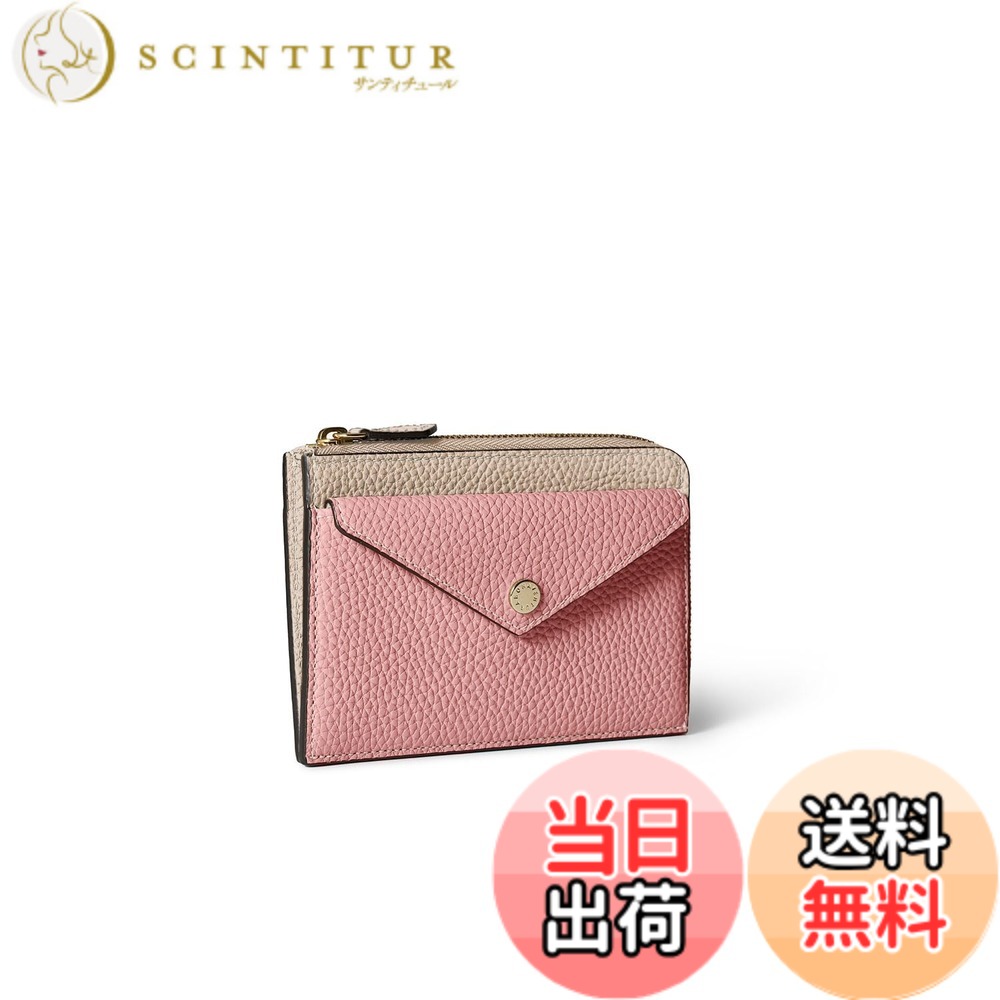 【貨物輸送無料】【BONAVENTURA】エンベロープミニジップウォレット 色：グレージュ x コーラル、大いさ：Small