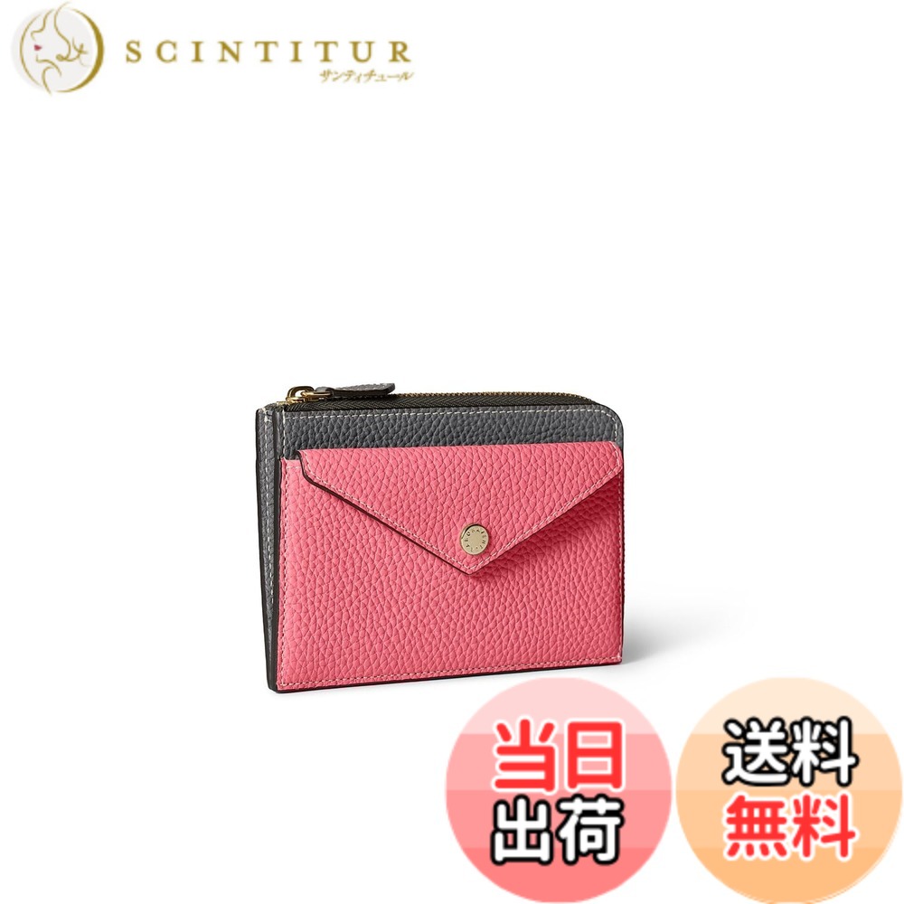 【貨物輸送無料】【BONAVENTURA】エンベロープミニジップウォレット 色：暗灰色 x アザレ、大いさ：Small