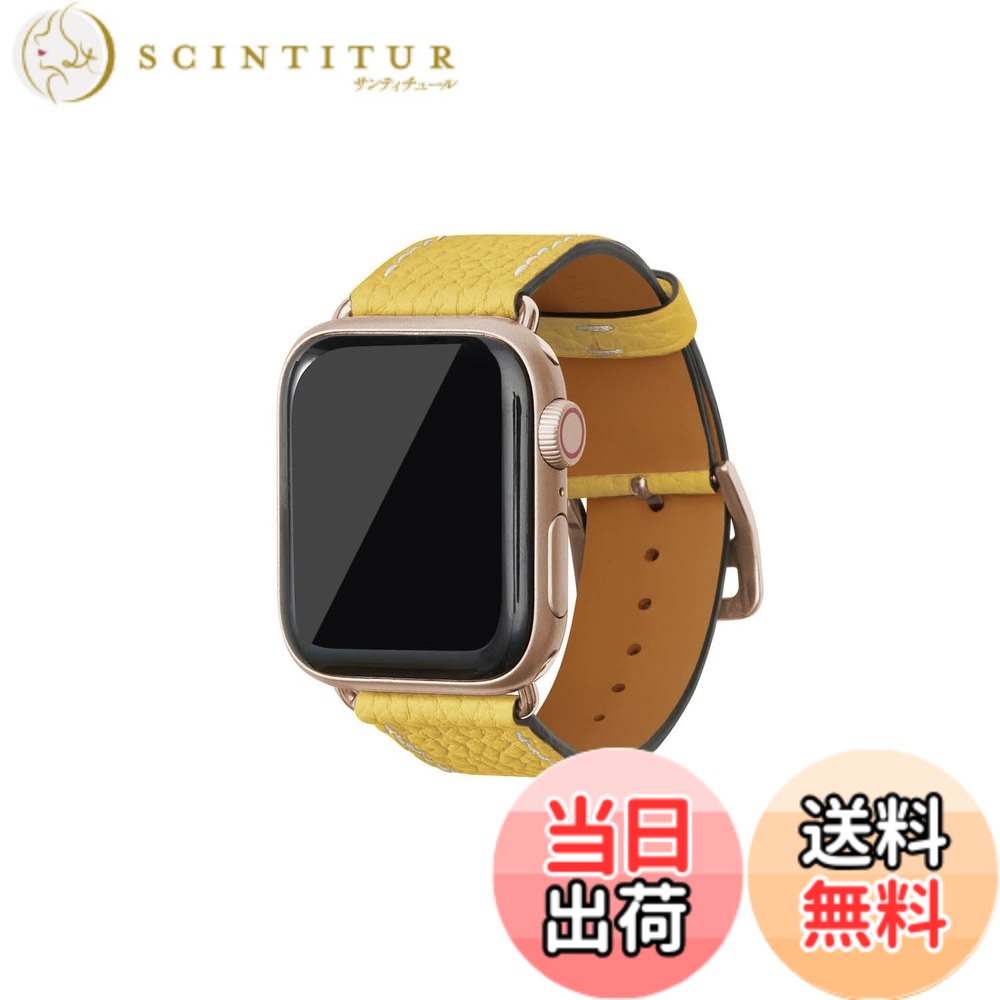 【貨物輸送無料】[BONAVENTURA] Apple Watch用 なめし革ダンス楽隊 本革 シュリンクレザー Apple Watch Series相応う 1-10 SE(第1・2時人) 相応う 色：なめし革：黄色/アダプタ：ゴールド、大きさ：38粍/40粍/41粍, M/L大きさ