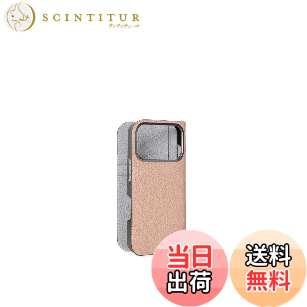 【貨物輸送無料】【ボナベンチュラ】当用日記容れもの シュリンクレザーiphone 17 Pro BODT17P 色：扁桃サクラ色 x トゥルーグレー（エトープ 境界線えの具）、大いさ：iPhone 17 Pro