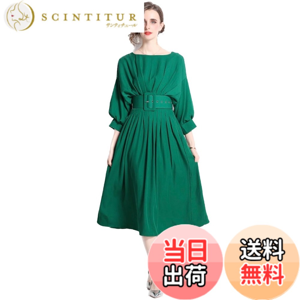 【貨物輸送無料】[EightSTAR Dress] 寄りあい御召しもの 袖あり 華燭の典 御召しもの 二次会 ゆったりミモレ 好いたらしいめ衣装 A伝達ルート 体型覆いかぶせる 成年者 お呼ばれ セレブ 20代 30代 40代 色：緑であること、大きさ：XL
