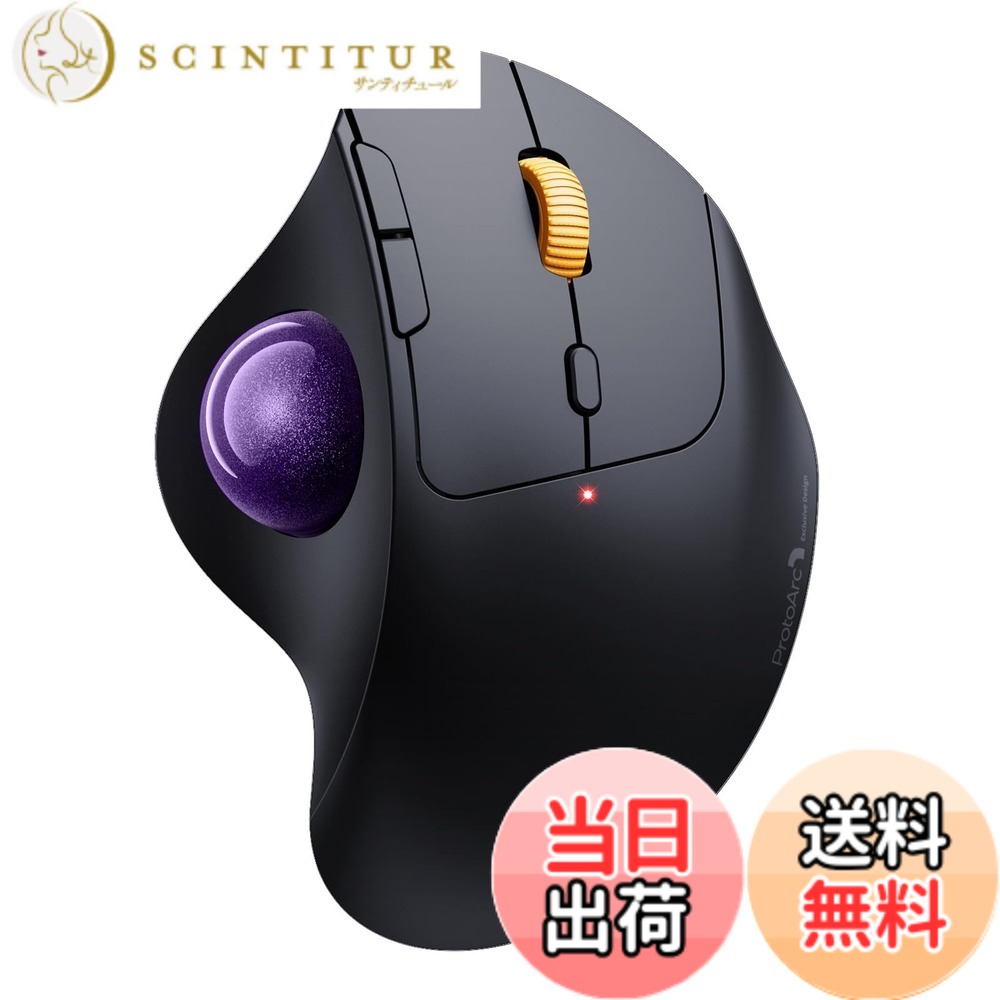 【送料無料】ProtoArc トラックボールマウス Bluetooth/2.4GHz両対応 3台同時接続 無線 マウス トラックボール 静音 親指 Type-C充電式 大容量バッテリー内蔵 5段階DPI調節可能 進む/戻るボタン搭載 Windows/Mac/iOS/Android対応 パープル