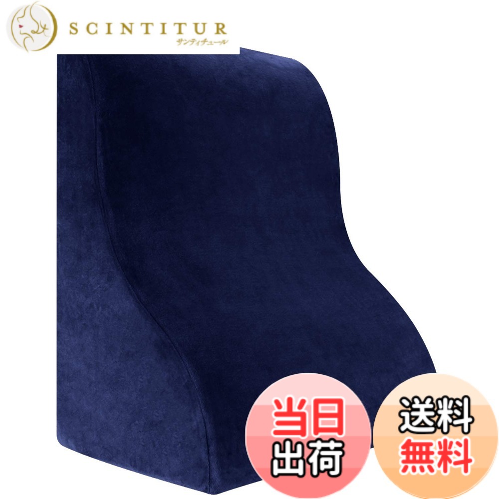 【送料無料】Meiz 腰枕 腰痛クッション 背あて ランバーサポート 三角型 就寝用 足上げ 体圧分散 体位変換 逆流性食道炎 高齢者向け テレビ枕 なだらか枕 ベルボア生地 カバー洗濯可 ブルー