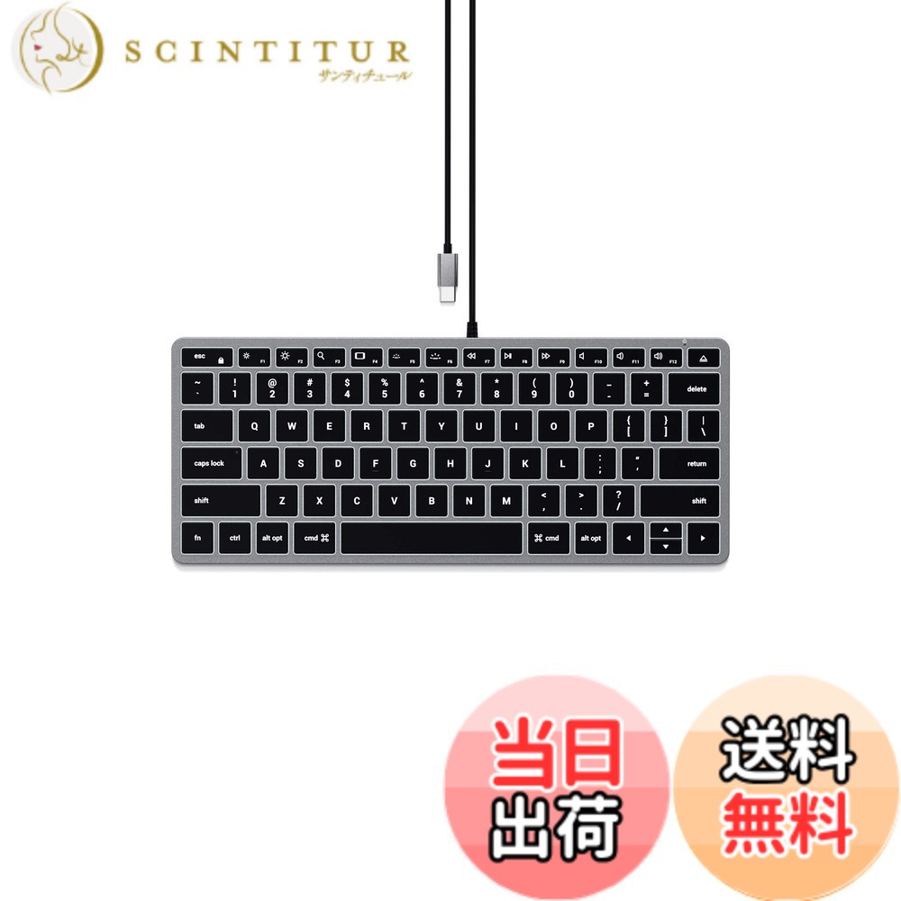 【送料無料】Satechi スリム W1 有線バックライトキーボード 光るキー & USB C接続 US配列&minus; MacBook Pro MacBook Air iPad Pro iMacなどに対応｜サンティチュール