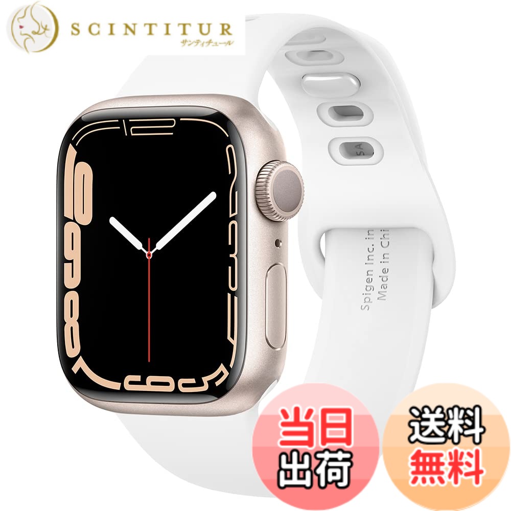 【送料無料】Spigen Apple Watch バンド 49/46/45/44mm 【 Apple Watch Ultra2 / Ultra / 10 / 9 / 8 / 7 / SE2 / SE / 6 / 5 / 4 対応 】 長さ調整可能 簡単装着 肌にやさしい ソフトシリコン シリコン・フィット 062MP25402 (ホワイト)
