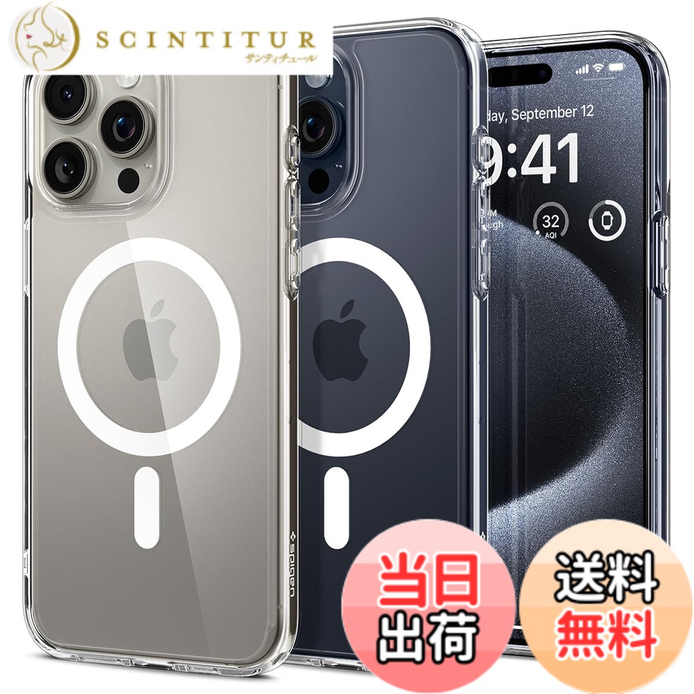 【送料無料】Spigen 【創業18年の技術力】 iPhone 15 Pro ケース MagSafe クリア 耐衝撃 米軍MIL規格取得 ストラップホール 黄変抑制 透明 ストラップホール マグネット搭載 2重構造 レンズ保護 擦り傷防止 MagSafe ワイヤレス充電対応 ウルトラ・ハイブリッド マグフィット