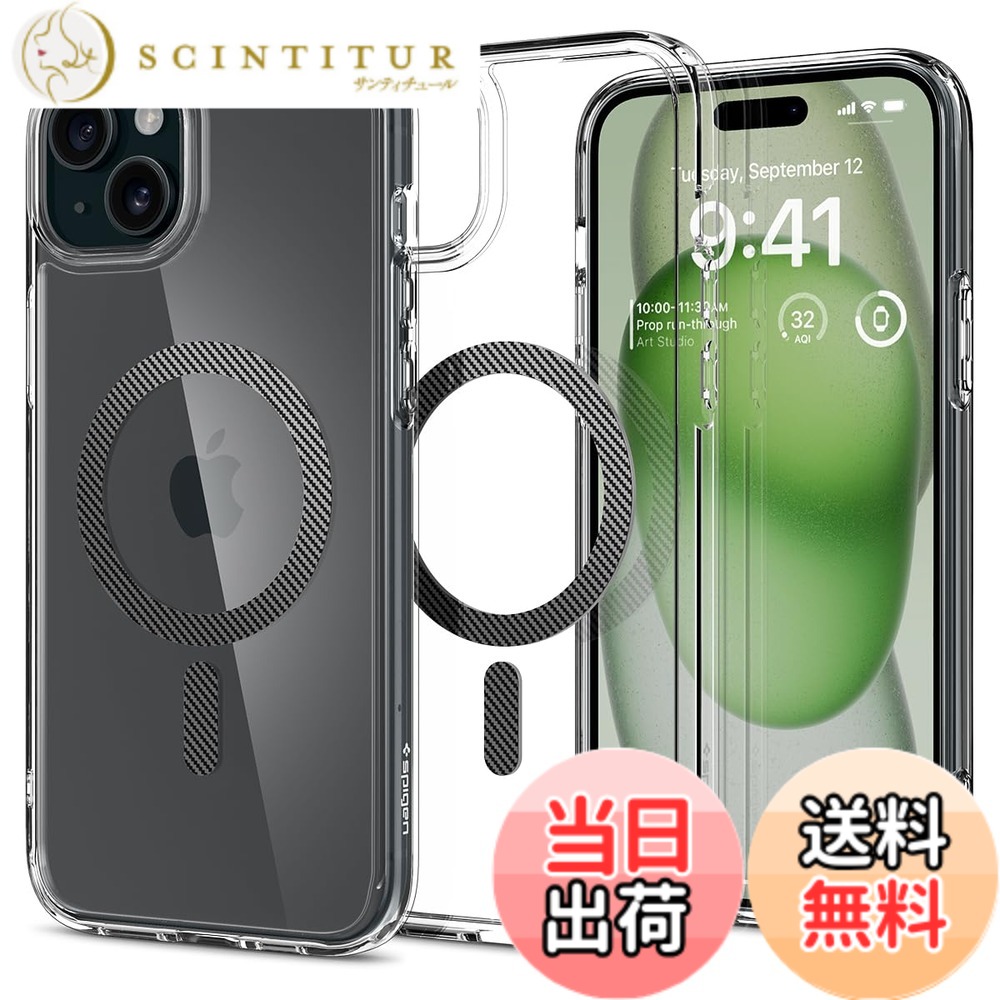 【送料無料】Spigen 【創業18年の技術力】 iPhone 15 Plus ケース クリア MagSafe対応 米軍MIL規格 ウルトラ・ハイブリッド・マグフィット ACS06662 (グラファイト)